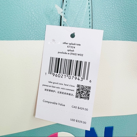 Kate Spade Pool Float Tote, Splash Key Chain, Large Wallet & Card Holder Wallet - Picture 7 of 16